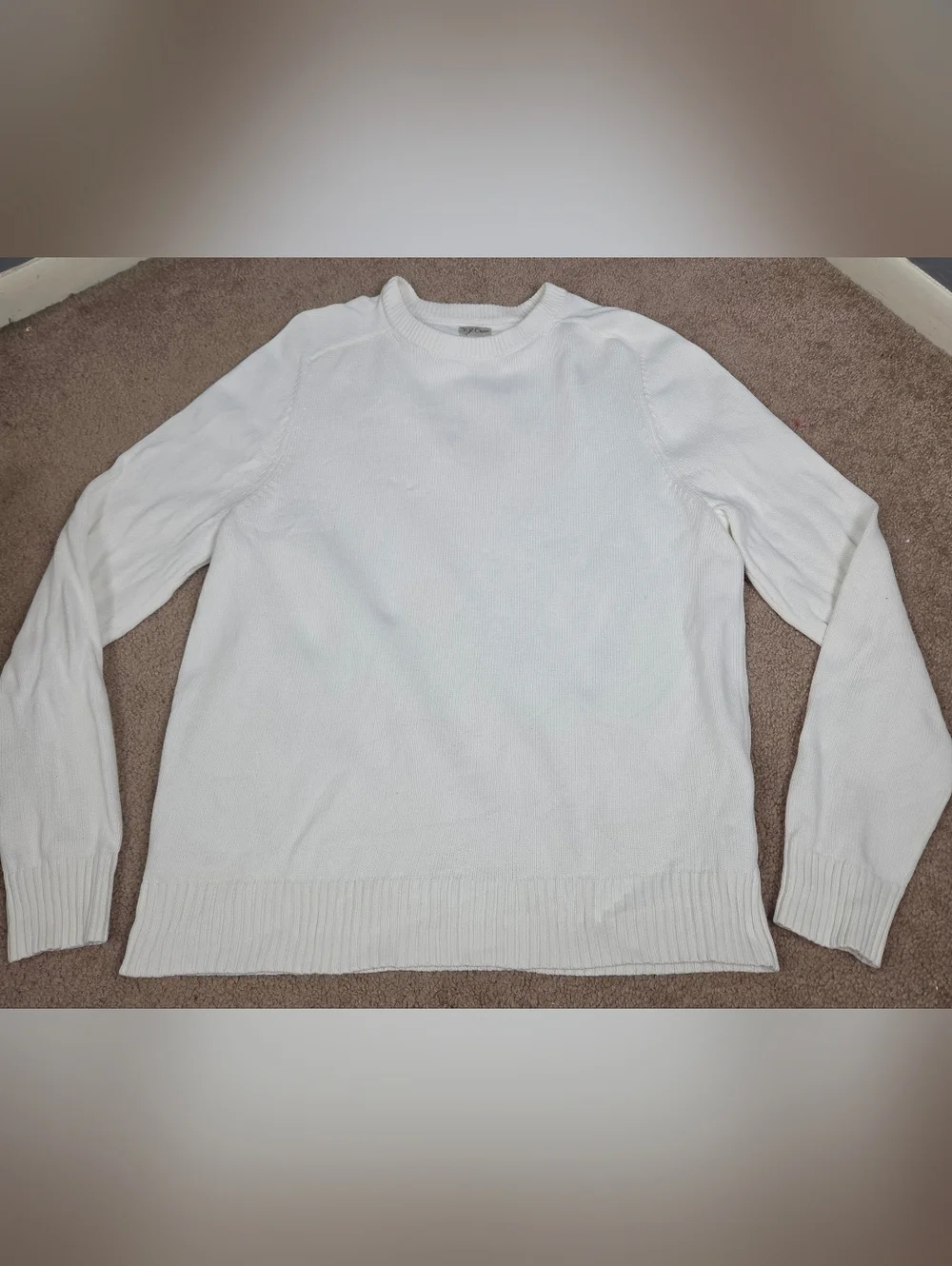 J. Crew Cream Ribbed Knit Crewneck Sweater